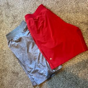 Lot of 2 Men’s Lululemon T.H.E Linerless Shorts XXL red and gray